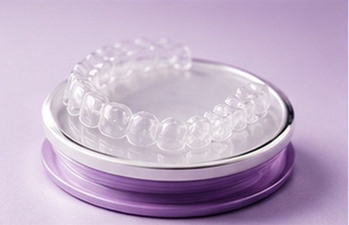 Transparente Bleaching-Schiene auf eleganter Dose